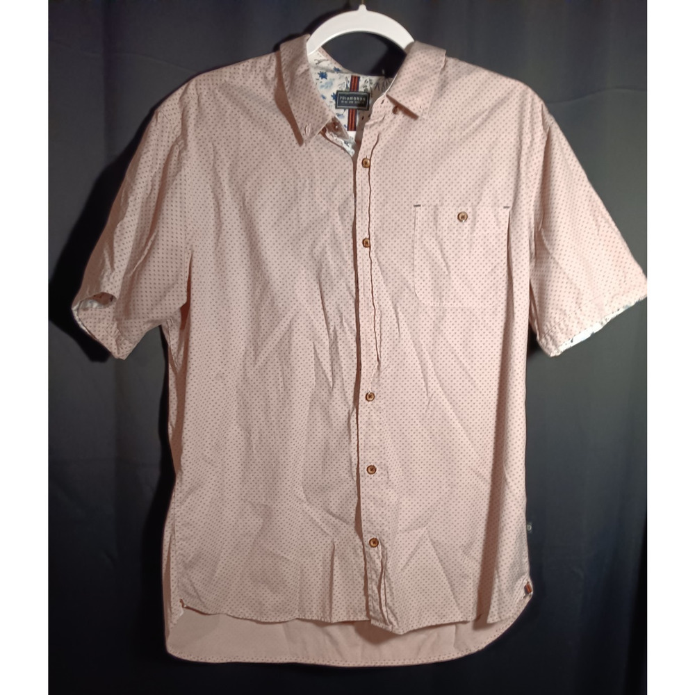 7 Diamonds Large Pink Short Sleeve Button Down Shirt Micro Geo Diamond Print